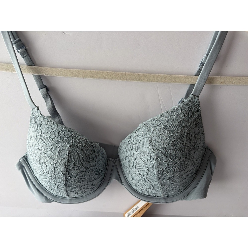 SKIMS Fits Everybody Lace T-Shirt Bra Denim Blue 36A NWT - Picture 5 of 8